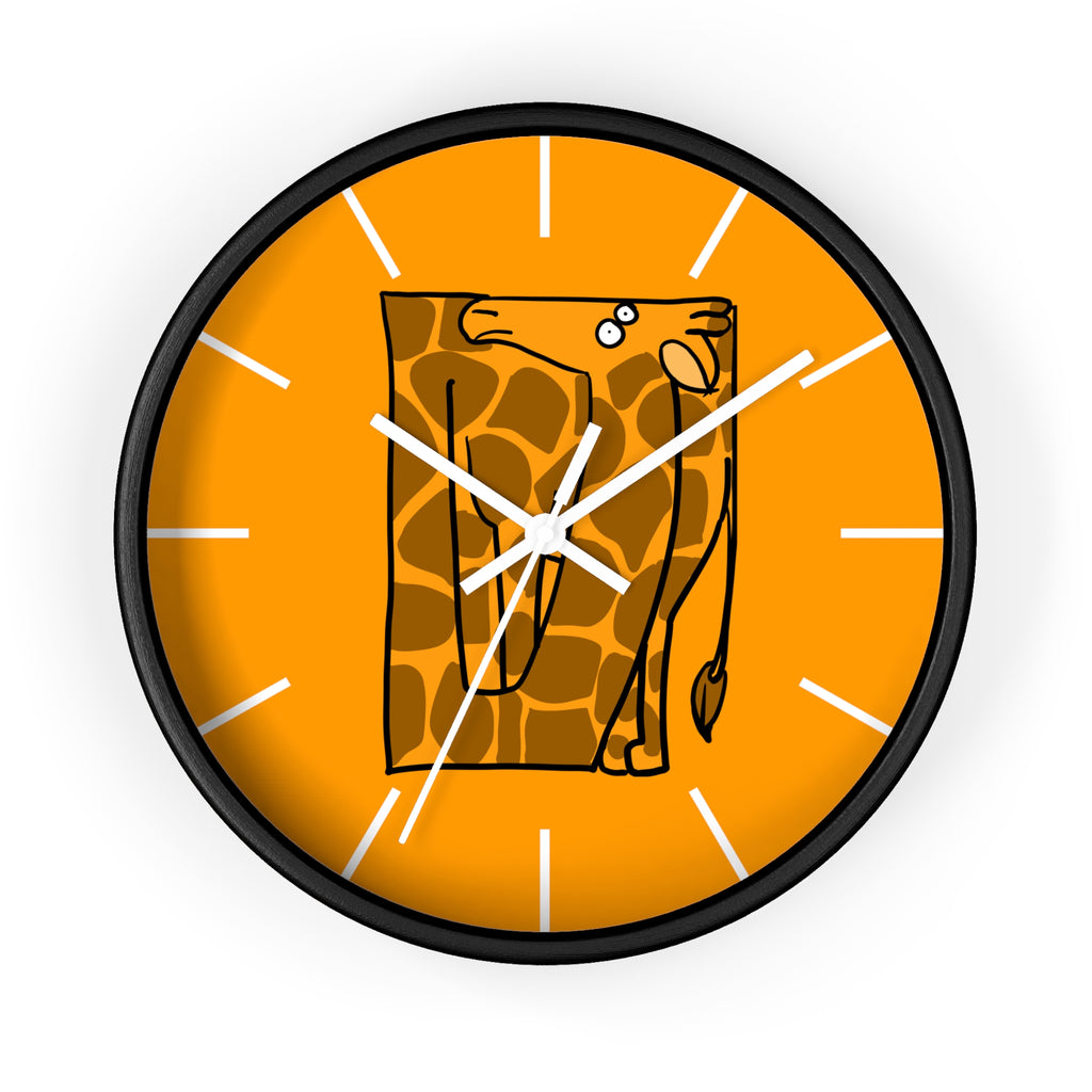 Giraffe Art Wall Clock – Whimsical Orange Safari Decor