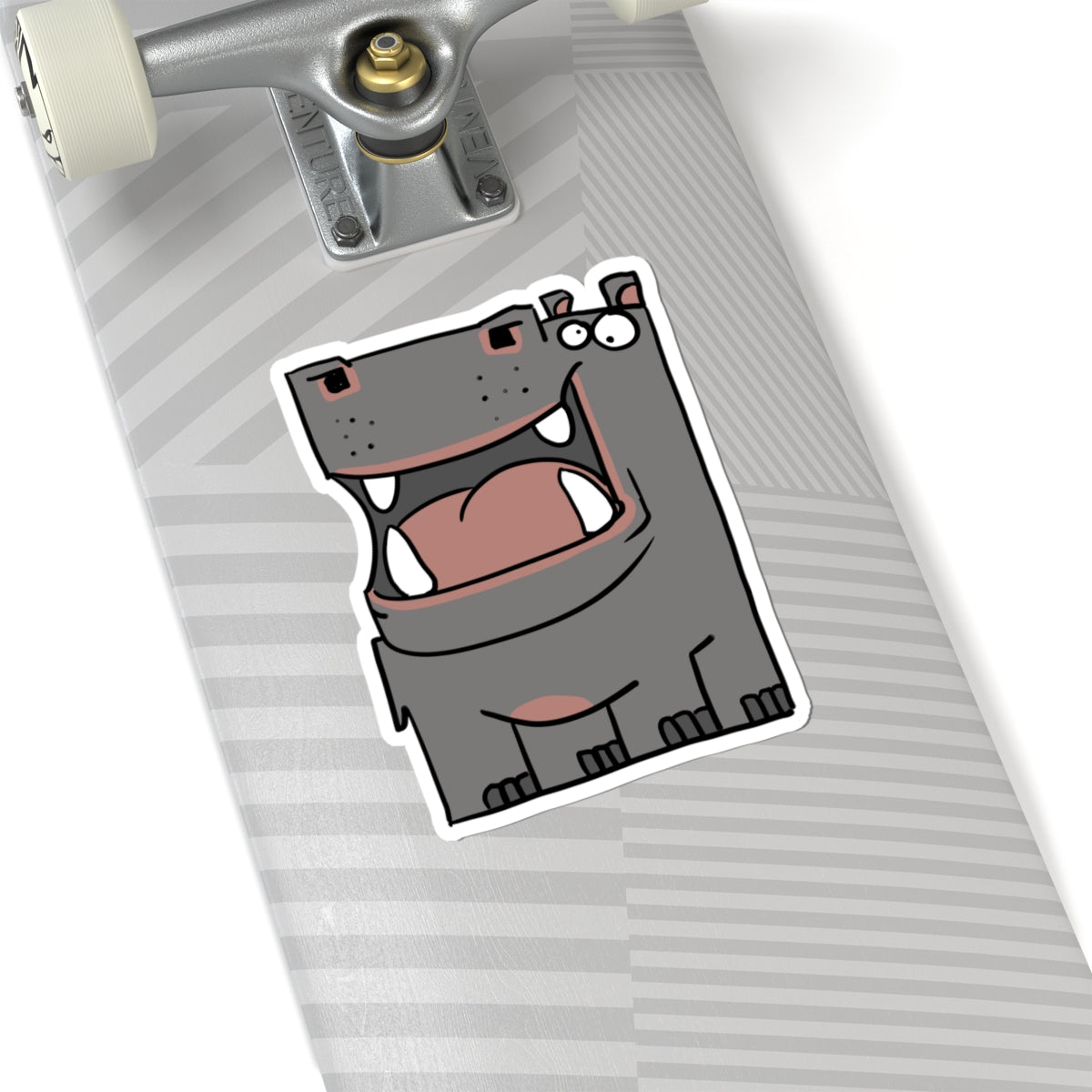 Hippo Kiss-Cut Sticker — Cute Cartoon Hippo Laptop Decal