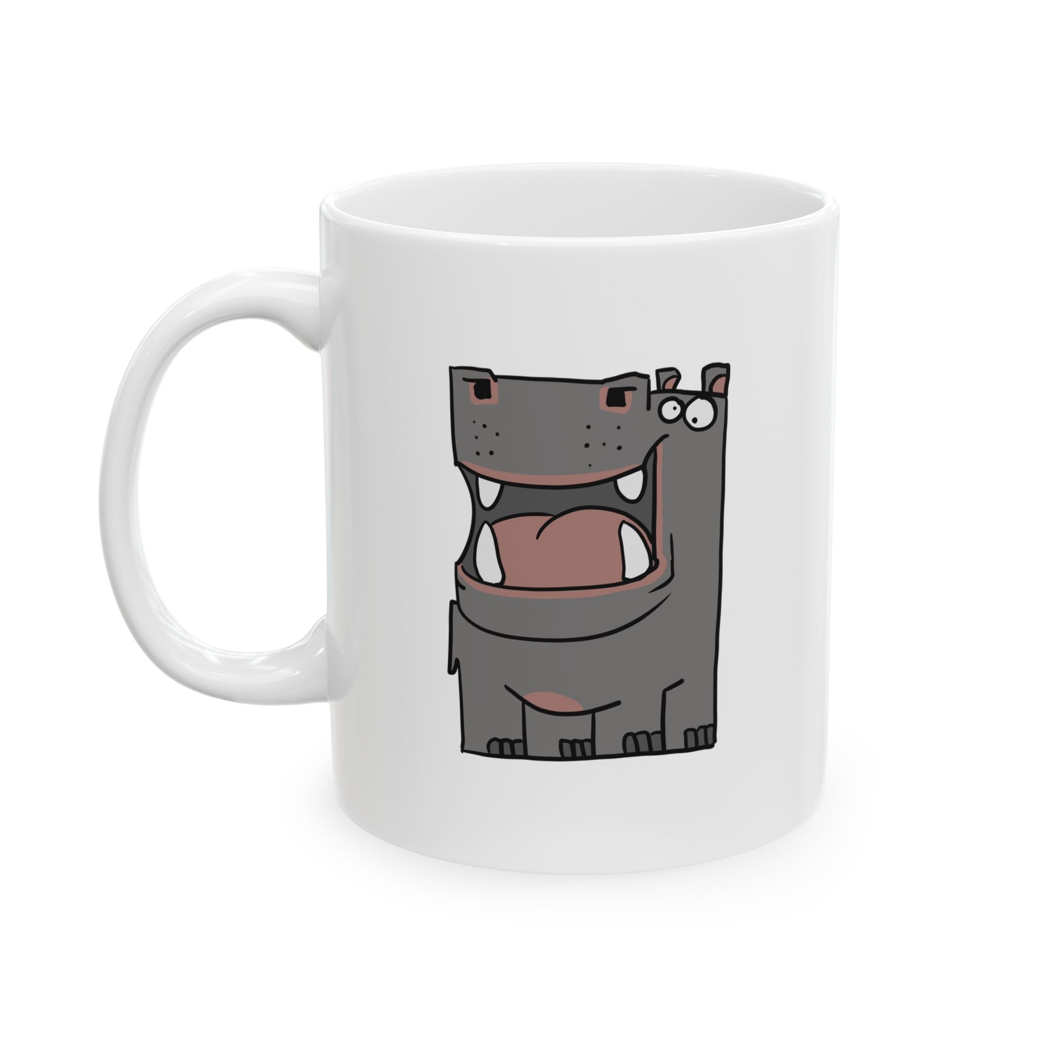 Funny Hippo Coffee Mug – Cute Cartoon Hippo Coffee Cup (11oz)