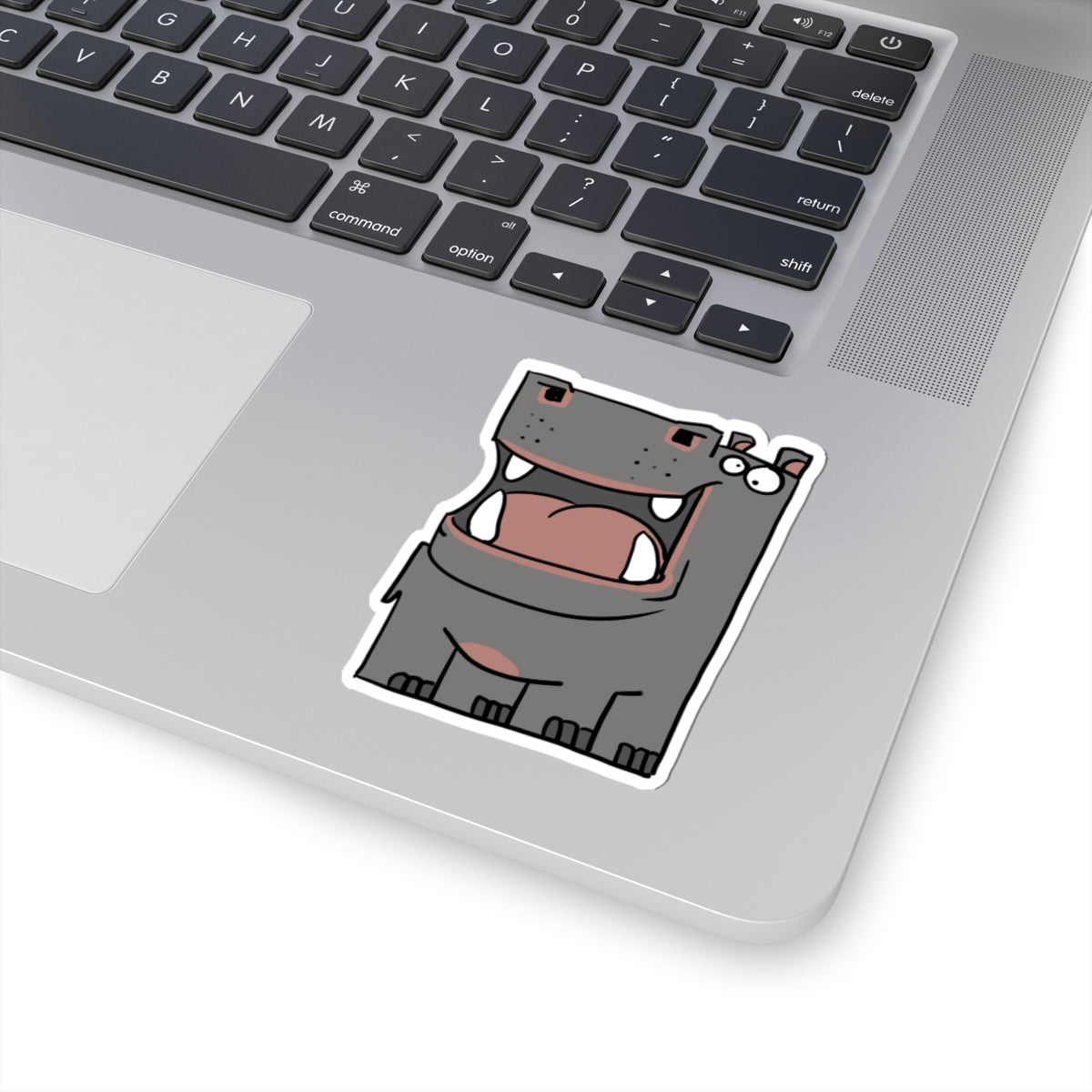 Hippo Kiss-Cut Sticker — Cute Cartoon Hippo Laptop Decal