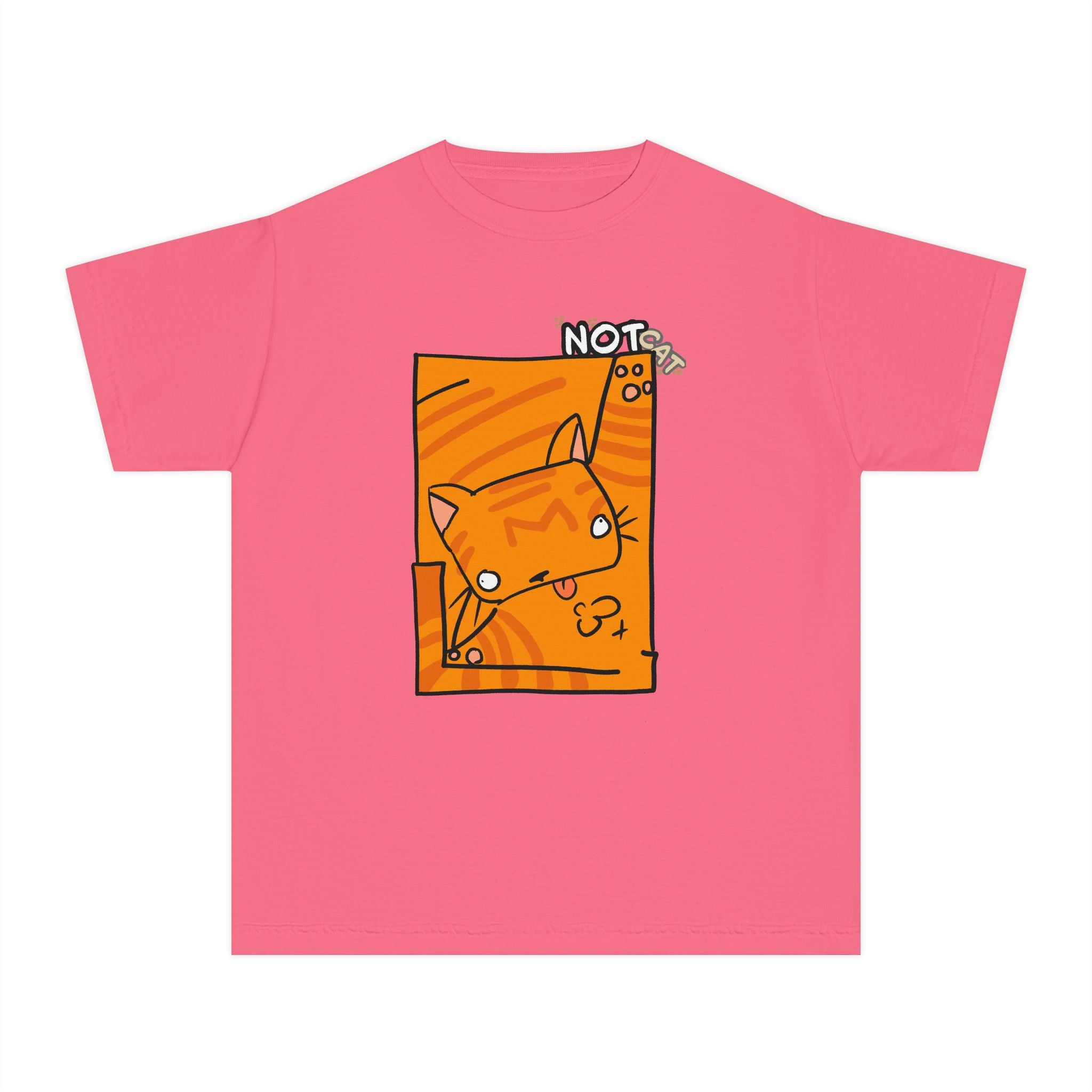 Orange Cat Youth Tee – Cute Cartoon Cat Graphic Shirt for Kids | Funny Not Cat Animal Cotton T-Shirt