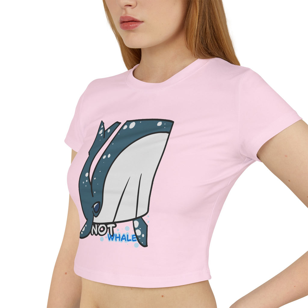 Whale Crop Tee — Cute Cartoon "Not Whale" Graphic Women's Baby Tee