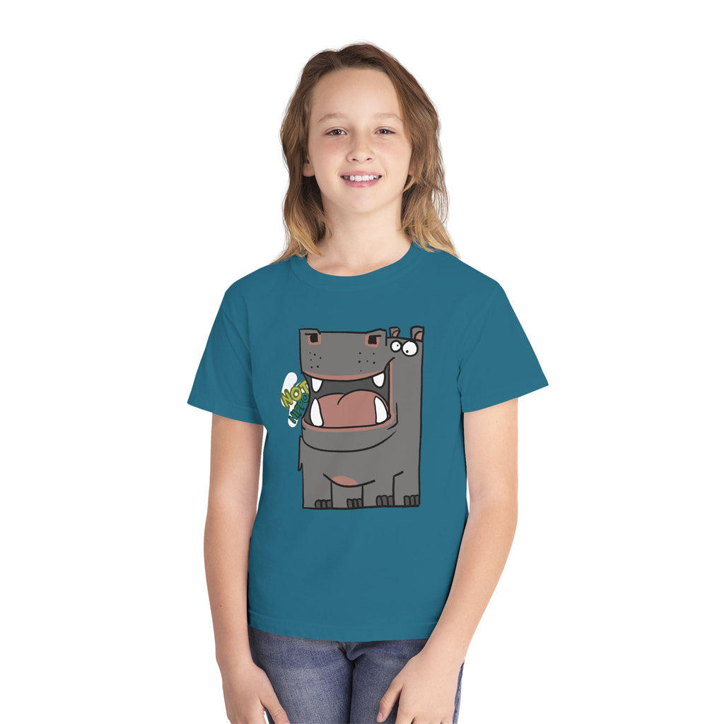 Youth Hippo Tee – Cute Cartoon "NOT Hippo" Graphic Kids Shirt