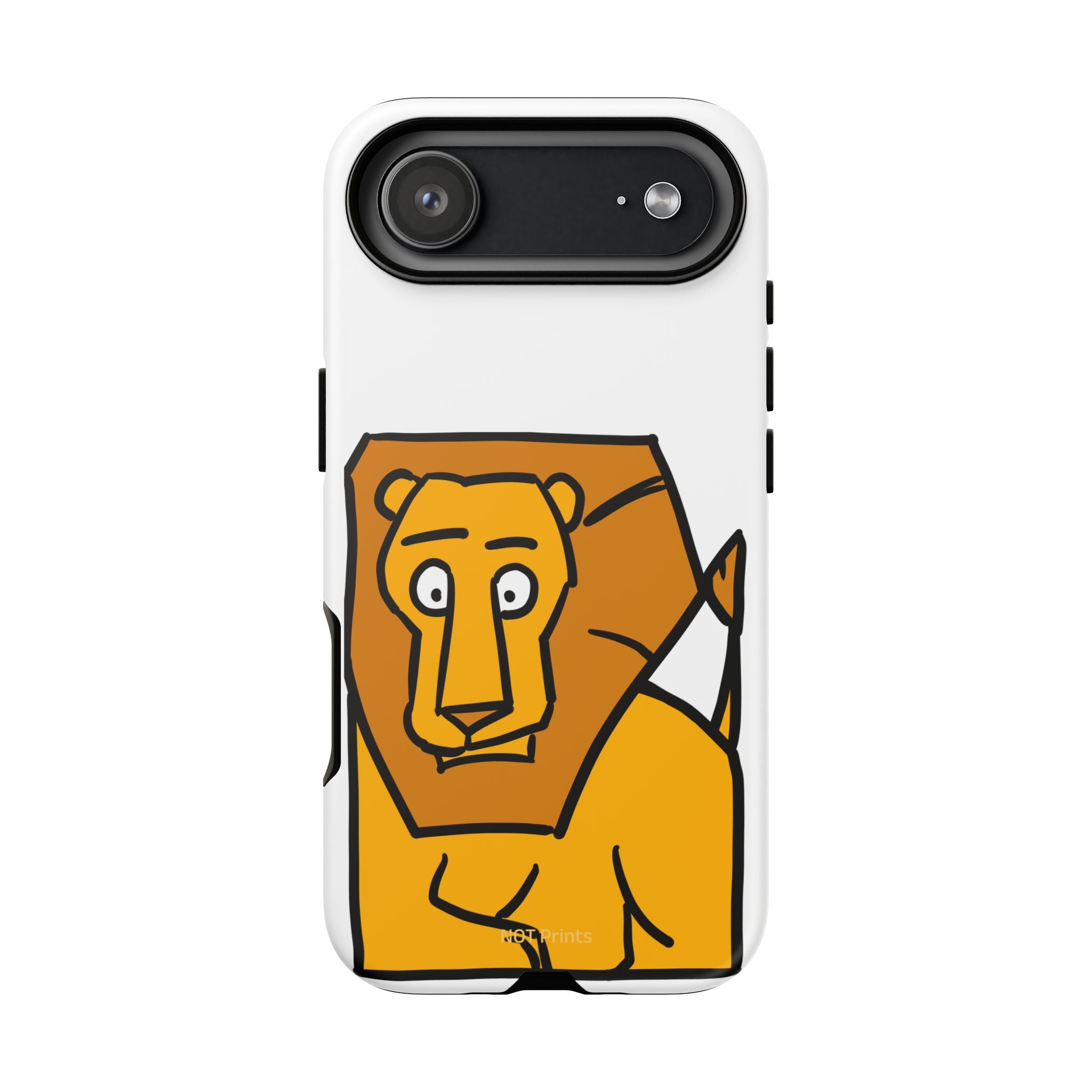 Lion Illustration Phone Case — Cute Bold Cartoon Lion Protective Cover