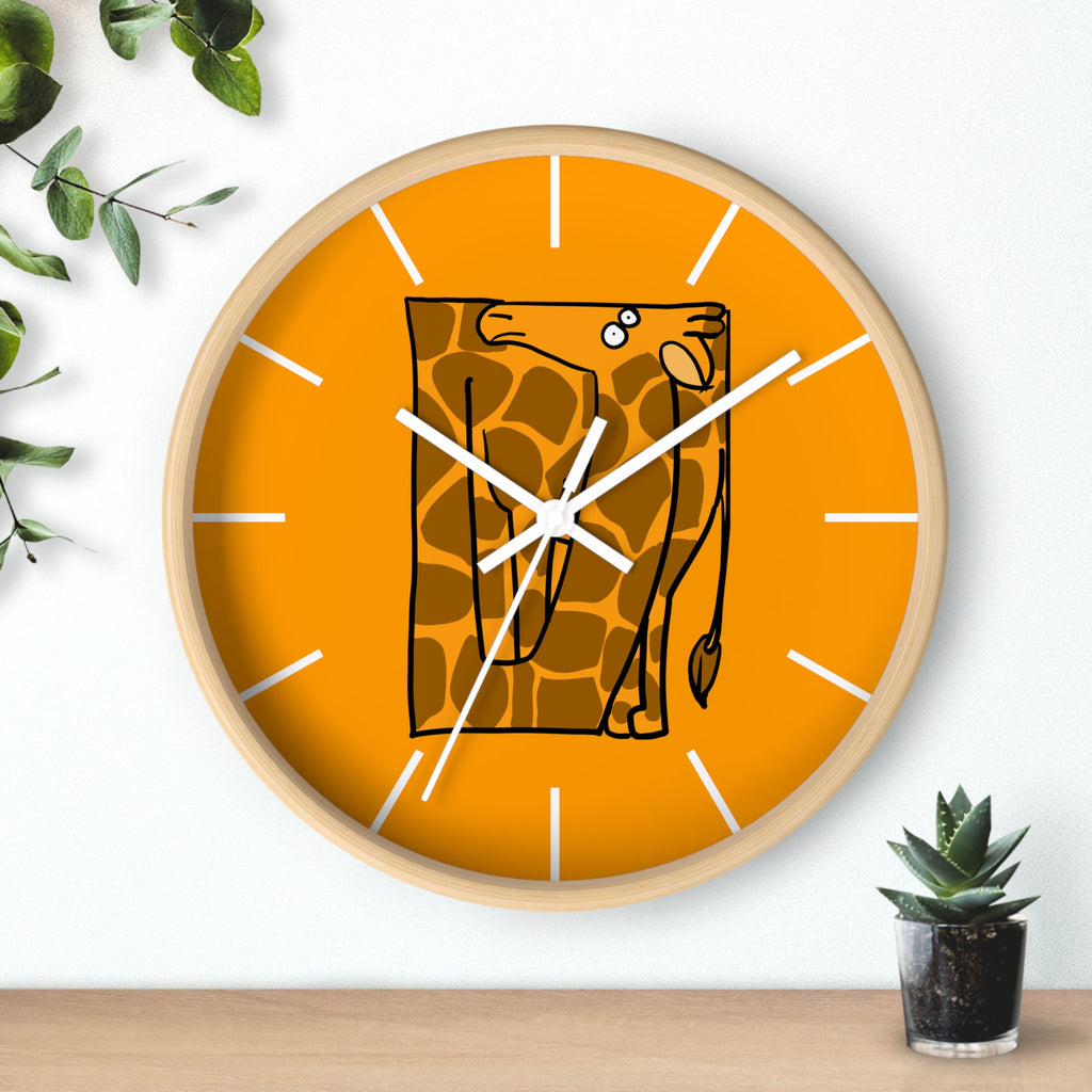 Giraffe Art Wall Clock – Whimsical Orange Safari Decor