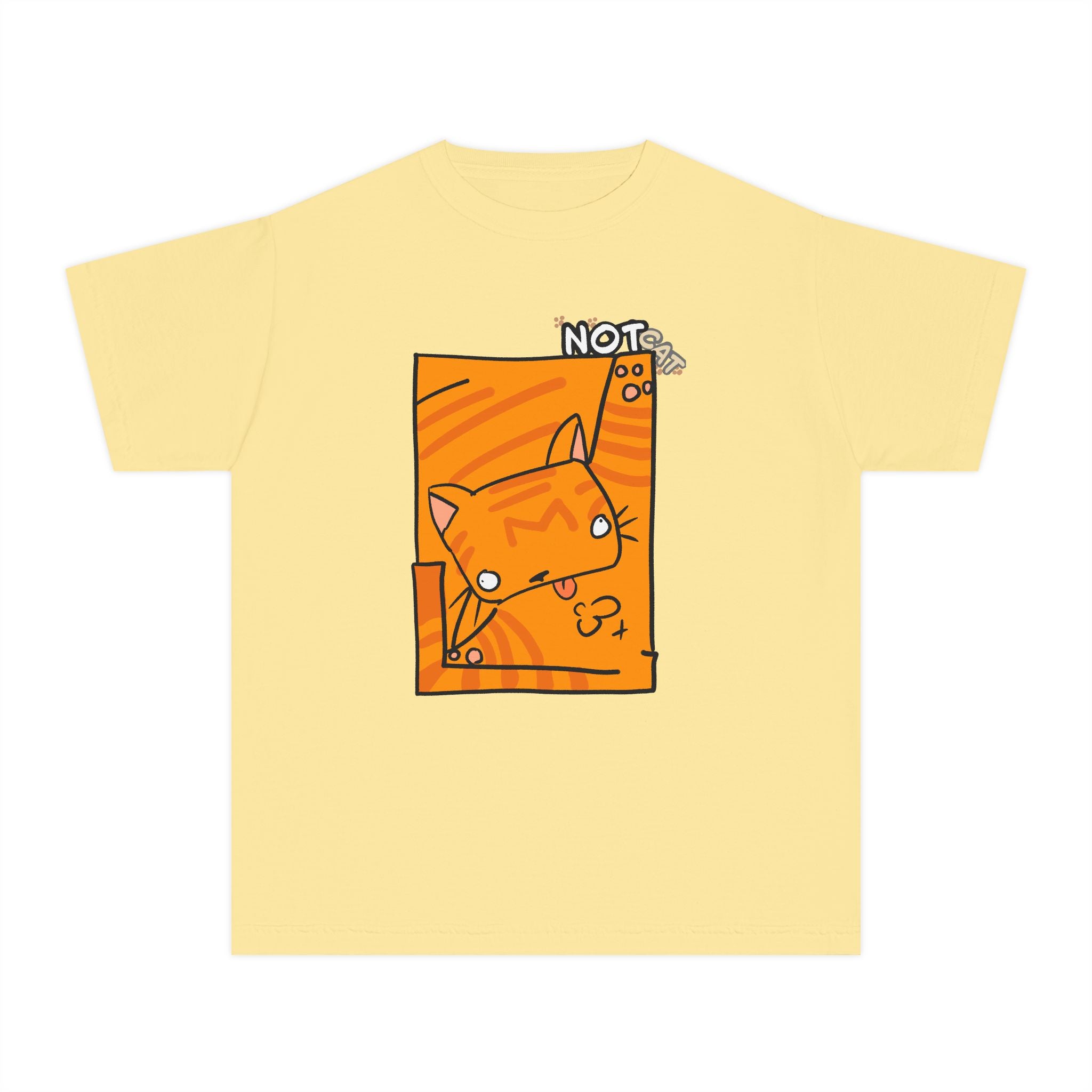 Orange Cat Youth Tee – Cute Cartoon Cat Graphic Shirt for Kids | Funny Not Cat Animal Cotton T-Shirt