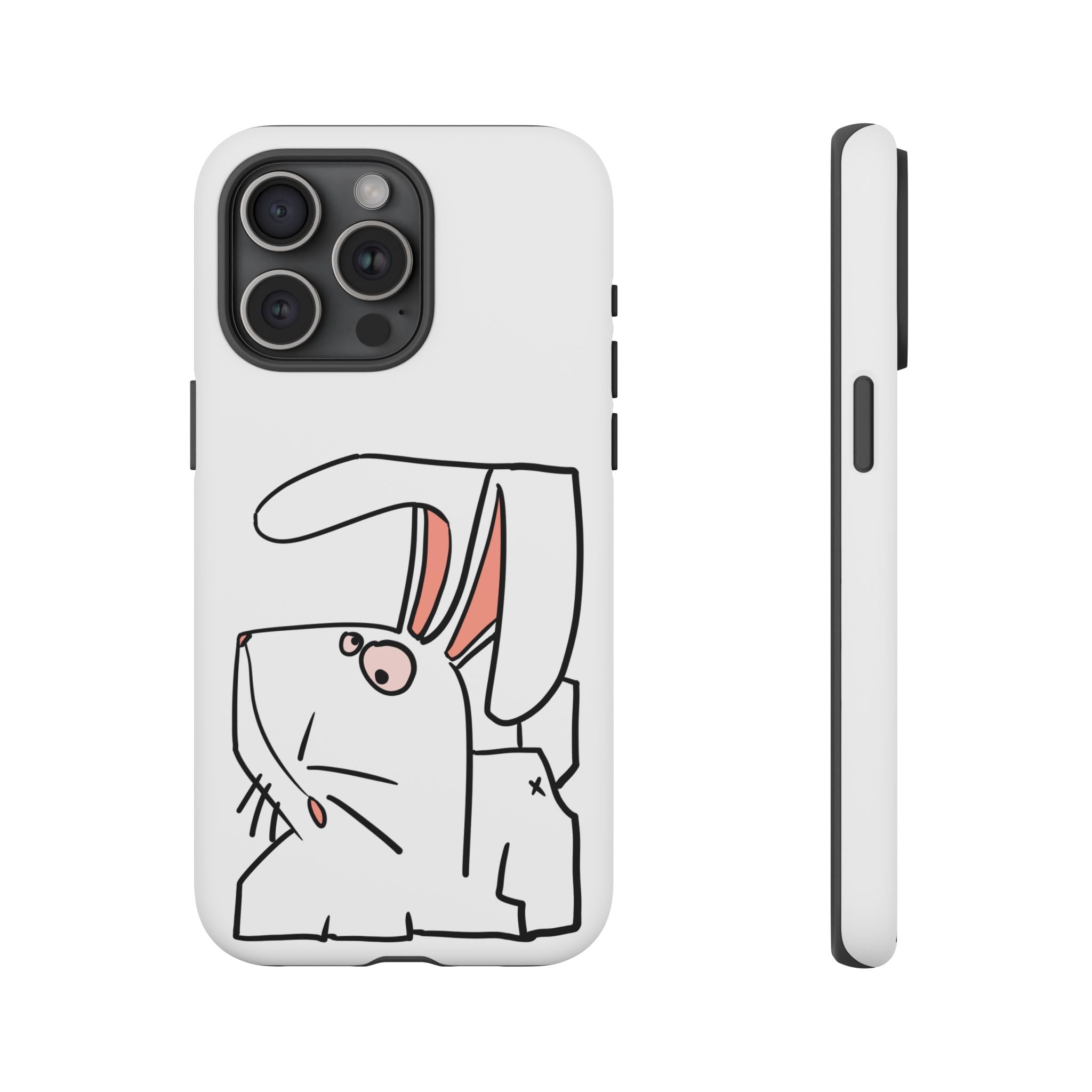 Coque de téléphone résistante Bunny Sketch — Housse d'iPhone Mignonne Lapin Minimaliste