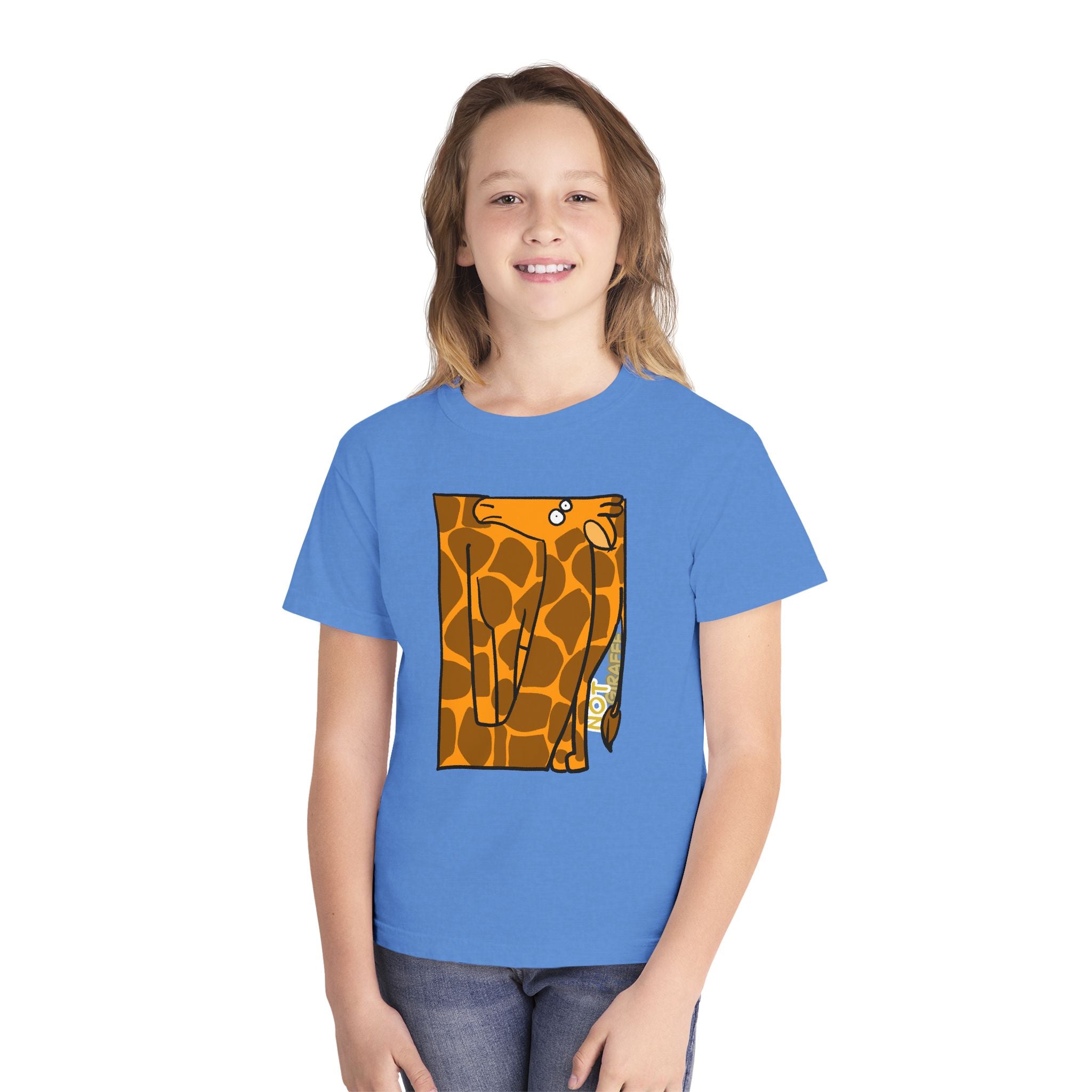 Giraffe Peek Kids Tee — Cute Peeking "Not Giraffe" Graphic Youth T-Shirt
