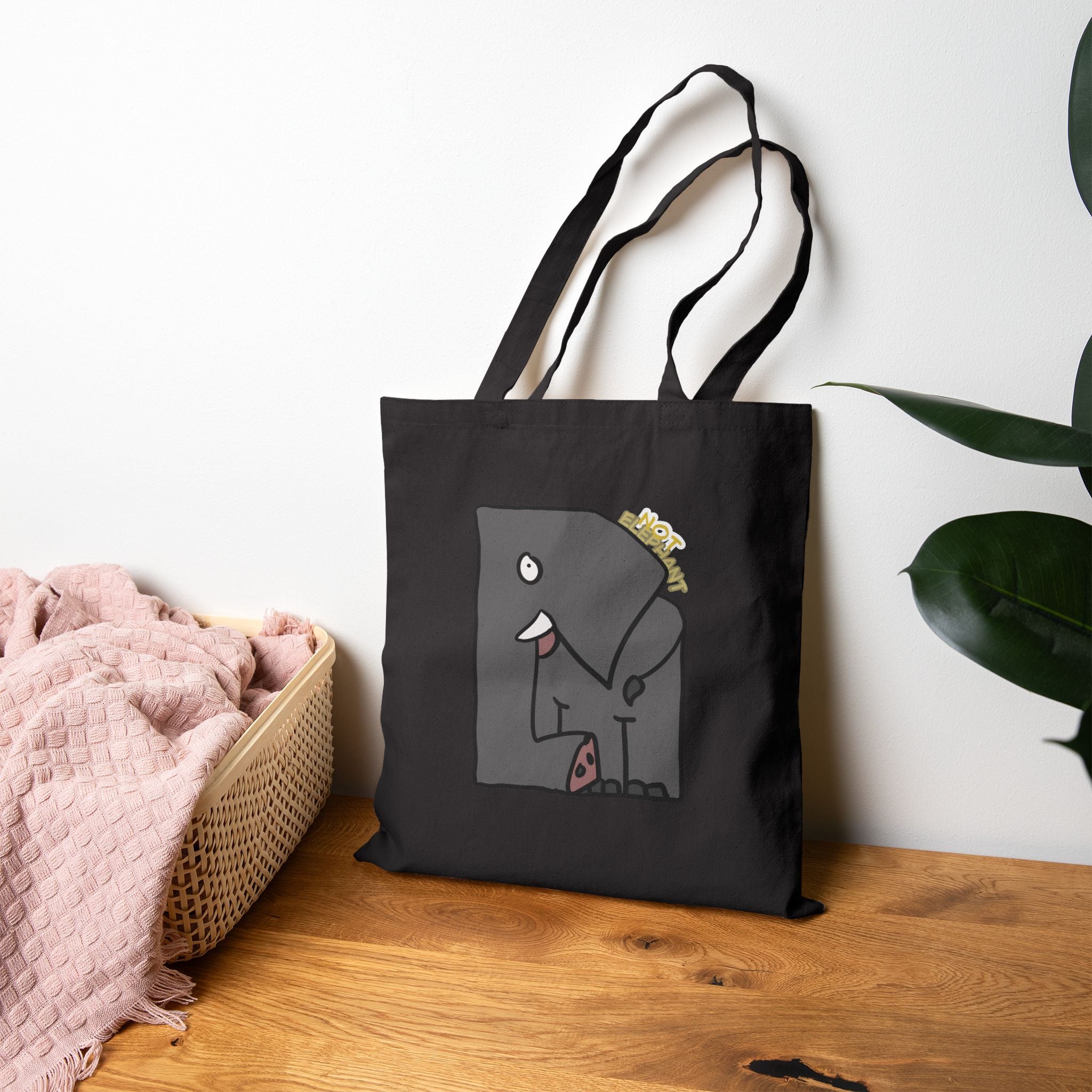 Elephant Tote — Cute Cartoon 'Not Elephant' Cotton Canvas Tote Bag