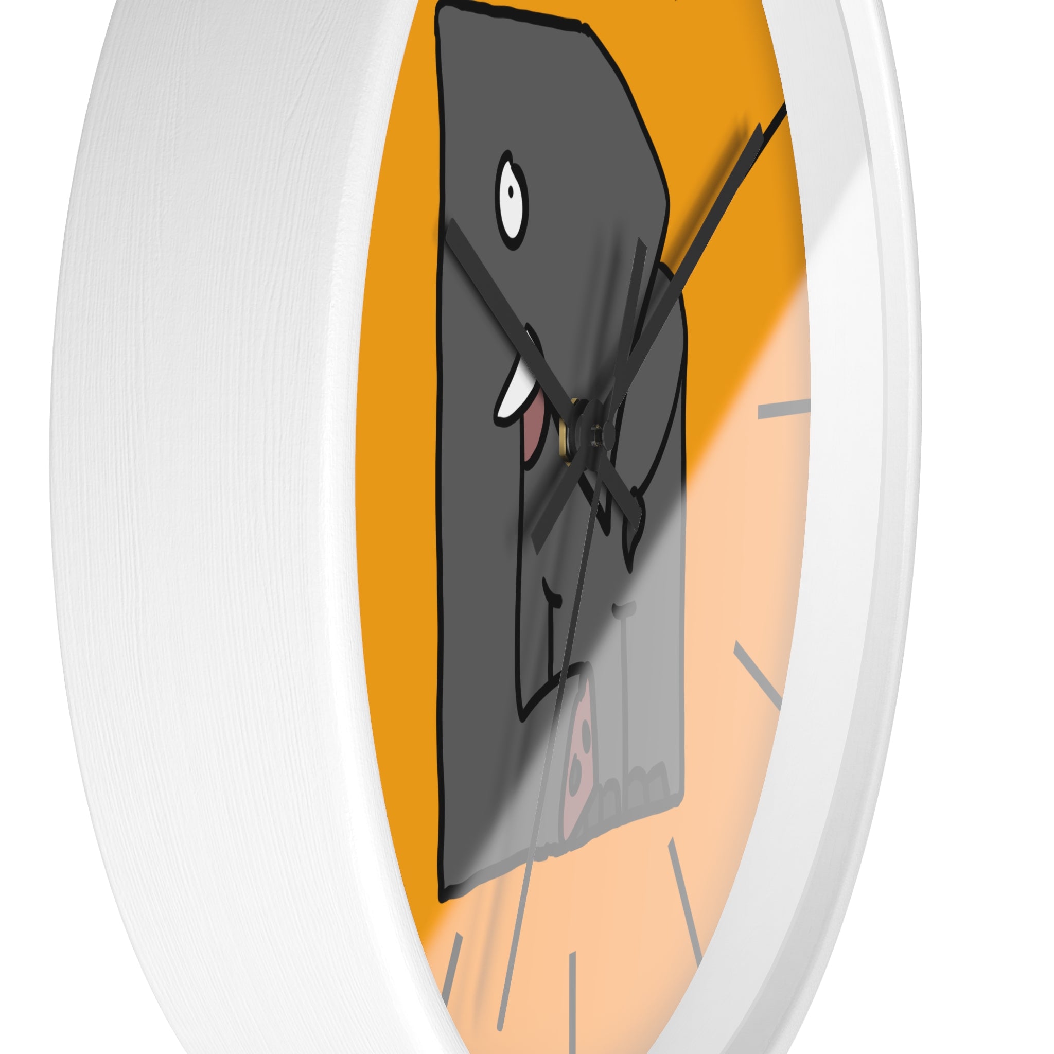 Elephant Cartoon Wall Clock — Cute Orange Nursery Clock with Playful Elephant Design