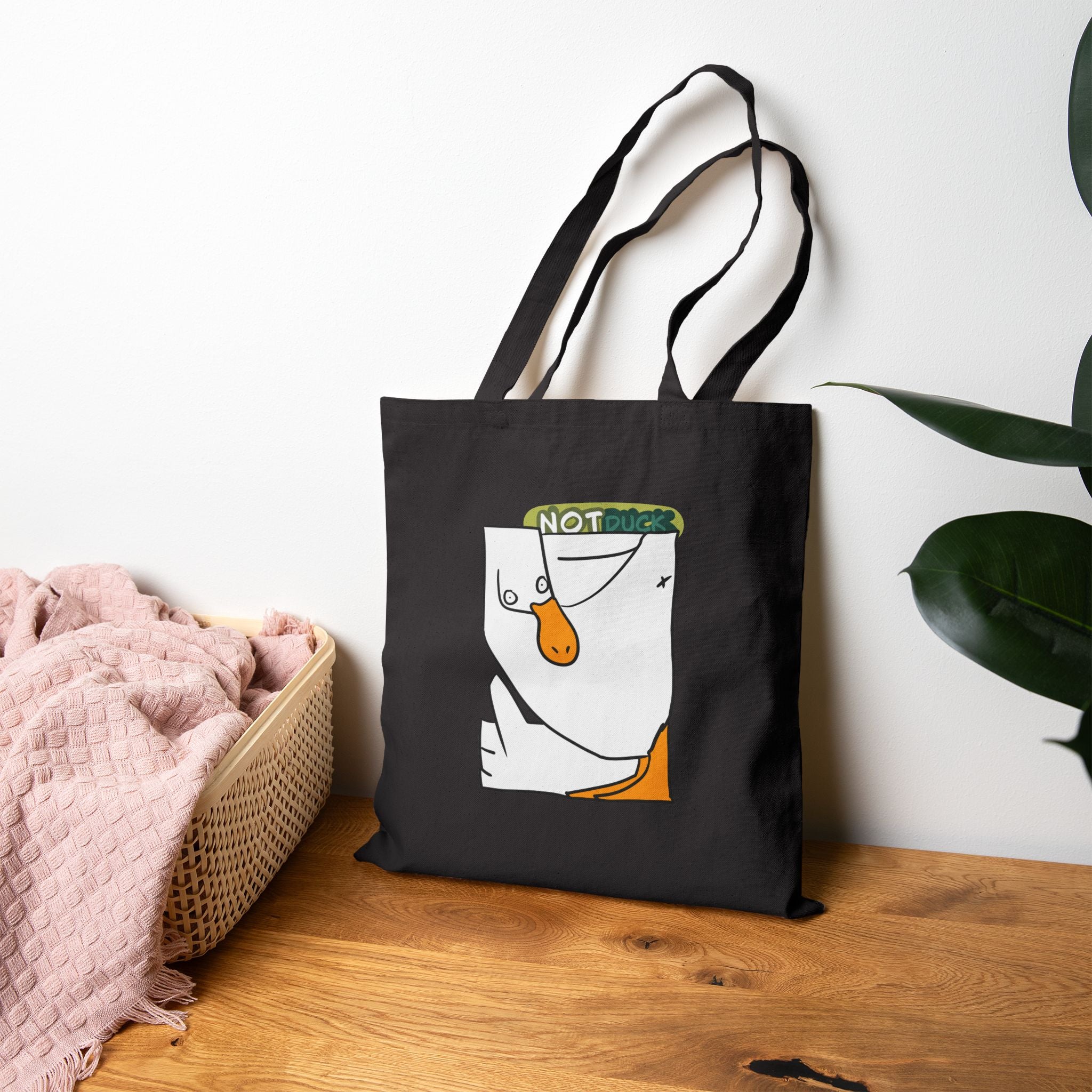 Sac fourre-tout en toile — Illustration visage abstrait « PAS canard » Sac shopping écologique