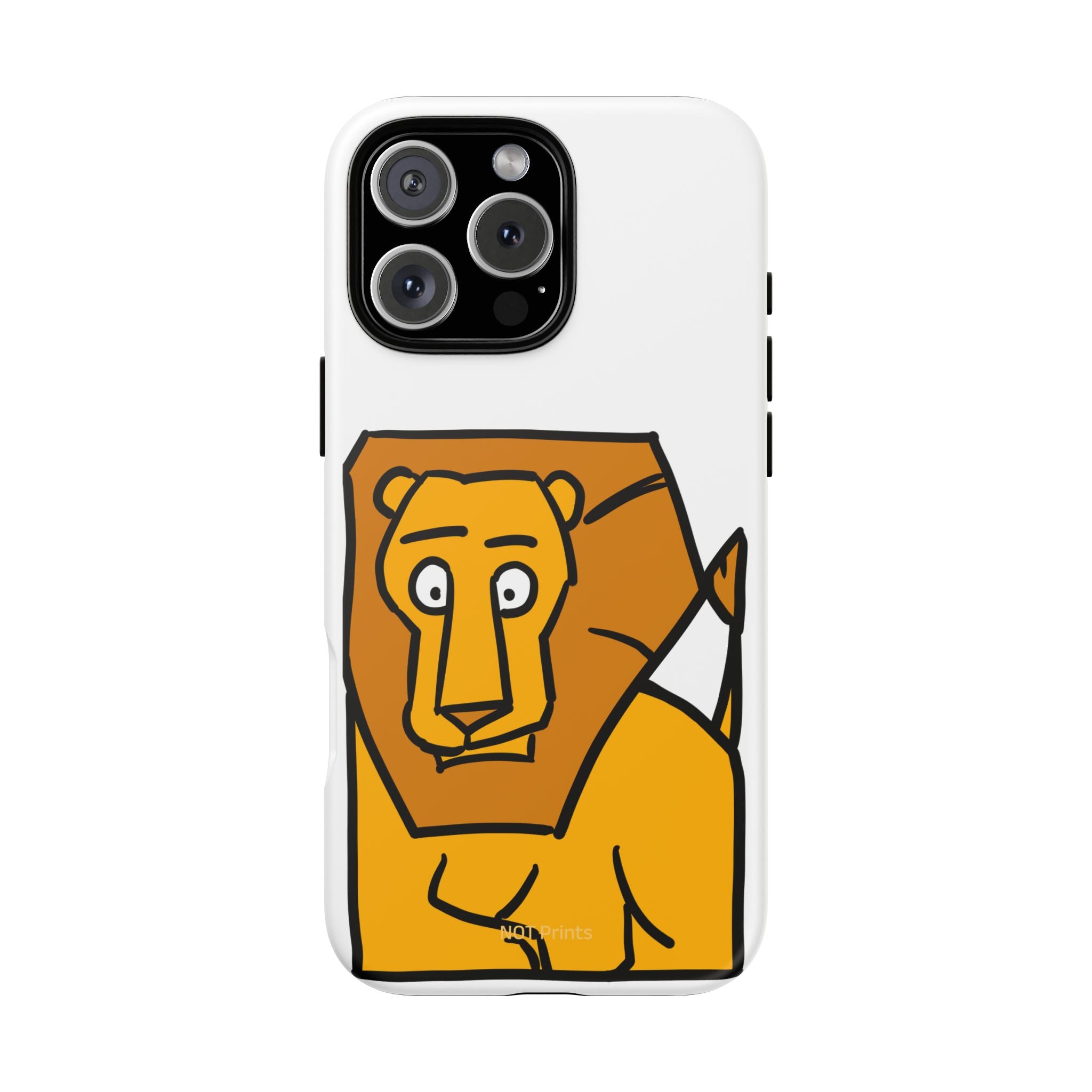 Lion Illustration Phone Case — Cute Bold Cartoon Lion Protective Cover